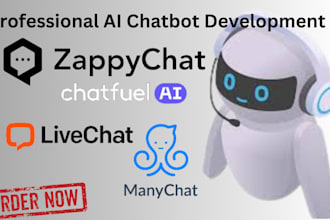 create aichatbot for socia media using zappychat manychat livechat chatfuel