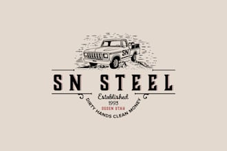 make a vintage steel brand logo design retro metal