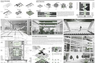 do aesthetic presentation sheets, panels, posters,portfolio
