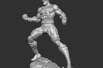 sculpt 3d character model, action figure, in zbrush blender, stl for 3d print
