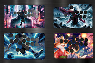 design fightstick art or custom game art vinyl cartoon sticker illustration logo