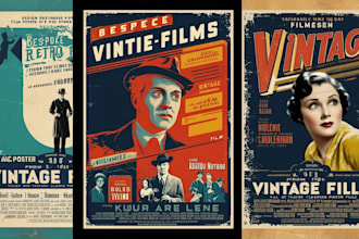 do retro vintage movie poster, bespoke retro poster design