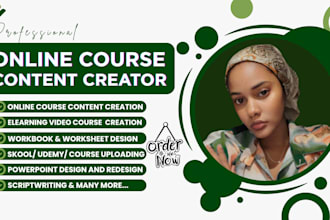 online course content, workbook, coursework, ppt, ecourse, video course creation