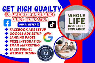 generate hot iul life insurance leads health insurance website landing page ads