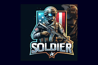 do awesome soldier esports mascot logo for your company