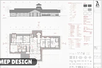 architecture electrical, mep design hvac plumbing in autocad for permit drawing