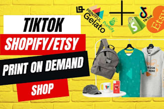 set up etsy shopify tiktok print on demand shop with printify printful gelato