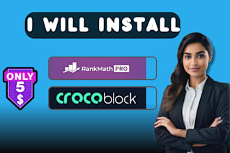 install rank math pro and crocoblock with original license