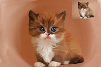 draw your pet photo to digital oil painting style