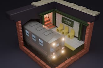 stylized low poly 3d models for game and animation