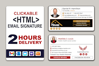 do modern and clickable HTML email signature or animated email signature