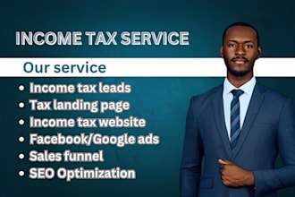 genarate income tax leads tax landing page finance bokkeeping leads tax website