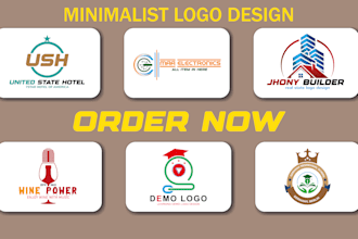 do custom minimalist logo design and full brand identity kit
