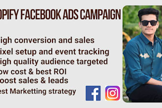setup shopify facebook ads  instagram ads campaign for you business