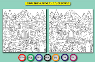 draw hidden object and spot the  difference picture