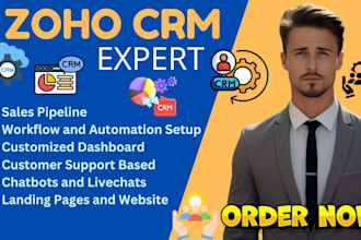 set up zoho CRM, zoho campaigns, zoho books, zoho forms, zoho sites, zoho desk