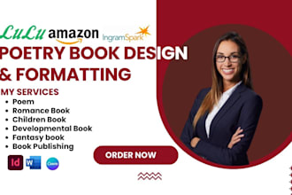 design, format poetry book, poem, romance, children book formatting, novel book