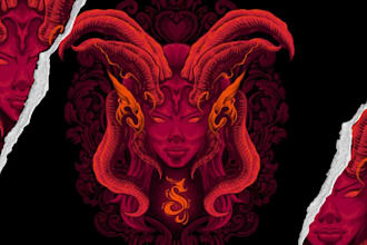 design amazing dark art illustration with engraving style