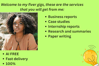write case study, research and summary, business, internship reports