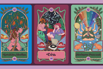 tarot card oracle cards zodiac playing card game card box illustration art deco