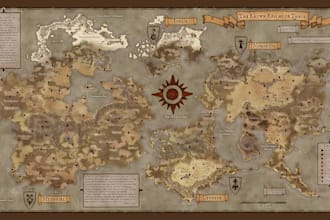illustrate custom fantasy map for novels games events rpg dnd city or world map