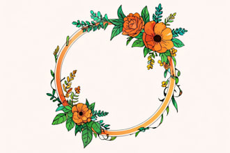 create floral circle ring frame doddle
