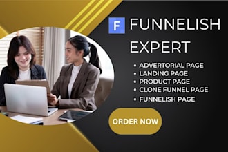 clone advertorial landing page on funnelish with sales funnel and checkout