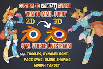 fix and rig vrchat avatar, mmd model to vrm, sfm, koikatsu live2d vtuber model