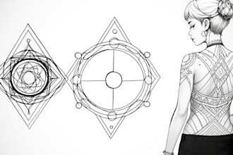 make quick geometric unique tattoo design for you