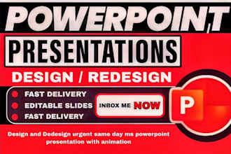 design and redesign urgent same day ms powerpoint presentation with animation