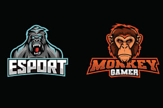 design esport gorilla face mascot logo and illustration