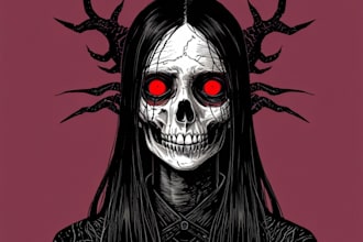 draw detailed dark art illustration with engraving style