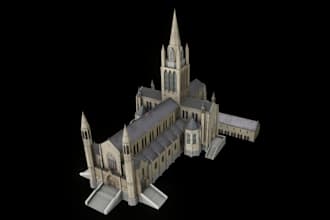 create 3d modeling custom buildings low poly