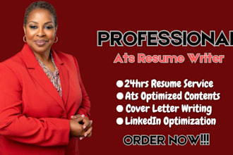 write 24hrs ats resume writing, linkedin, IT, federal usajobs, tech, sales, cv