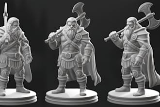 convert 2dcharacter from your sketch 3d model, ttrpg,cut and key for 3d printing