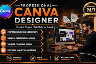 design canva templates for your social media posts, logo, flyer or anything
