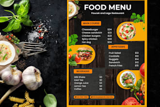 create a professional print ready and digital menu design