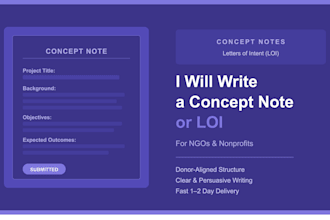 write a concept note or letter of intent for ngo funding