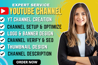 create and setup a youtube channel, logo, banner channel art