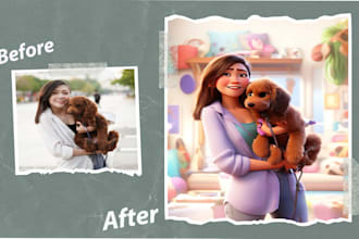 draw your family photo to cartoon within 24 hours