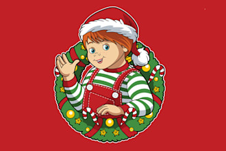 make awesome christmas mascot logo for your holiday