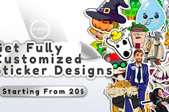 draw cartoon doodle stickers design, cute kawaii stickers