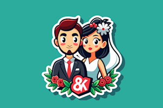 make extraordinary wedding mascot logo for you