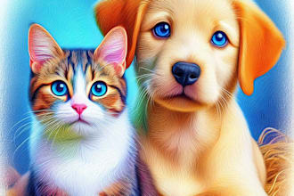 do custom pet portrait, dog portrait, cat portrait drawing