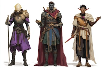 draw a fantasy dnd party character illustration