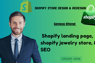 build shopify landing page, shopify jewelry store, shopify furniture store SEO