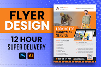 design flyer for handyman roofing cleaning electrician plumber carpentry hiring