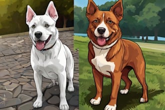 draw your cat, dog, or any pet into cartoon vector portrait