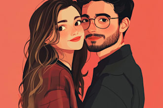 create amazing couple portrait illustration from your photo