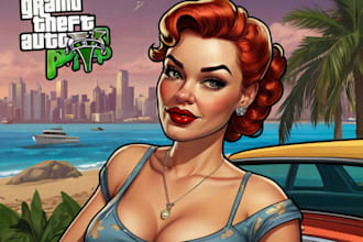 amazing gta style cartoon portrait from your photo